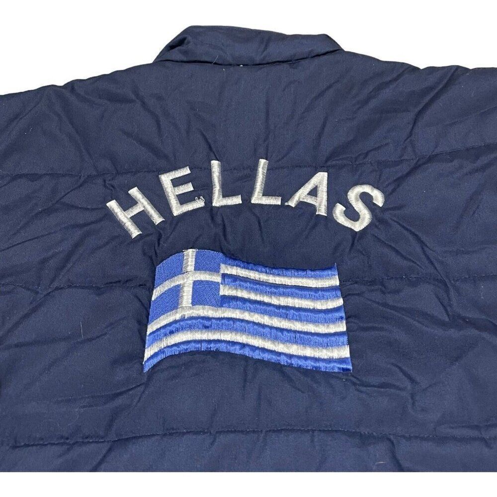 Diva Fashion Hellas Flag Blue Puffer Jacket 2XL Embroidered Blue Flag Custom